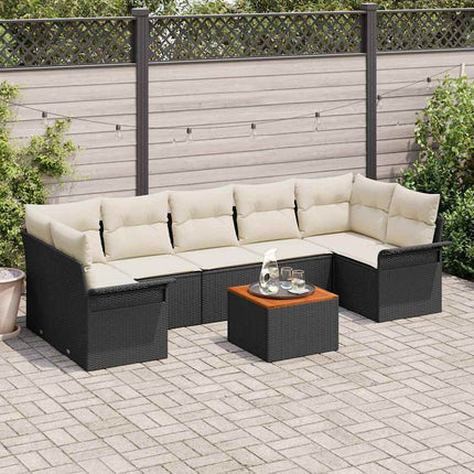 Havesofa Sæt 8 stk. Sort polyrattan
