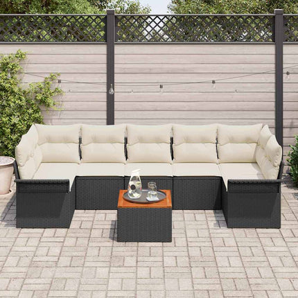 Havesofa Sæt 8 stk. Sort polyrattan