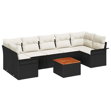 Havesofa Sæt 8 stk. Sort polyrattan