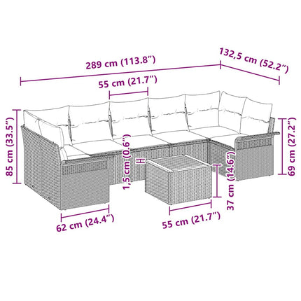 Havesofa Sæt 8 stk. Beige polyrattan
