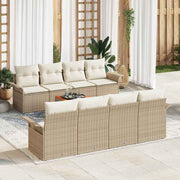 Havesofa Sæt med pude 9 pcs Beige polyrattan