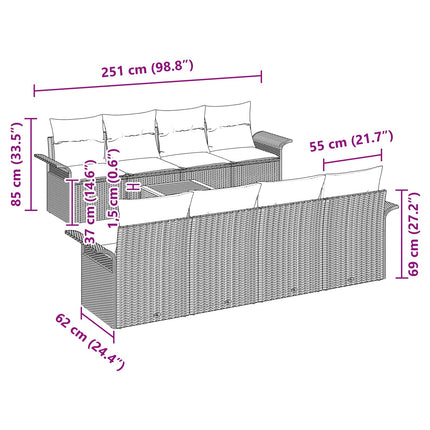 Havesofa Sæt 9 stk. Grå polyrattan