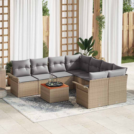 Havesofa Sæt 9 stk. Beige polyrattan