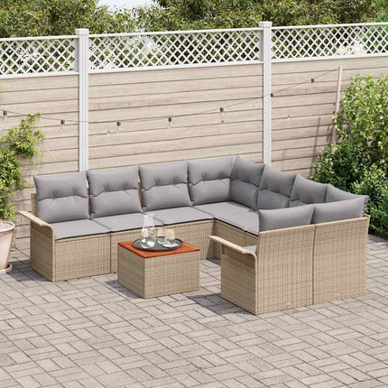 Havesofa Sæt 9 stk. Beige polyrattan