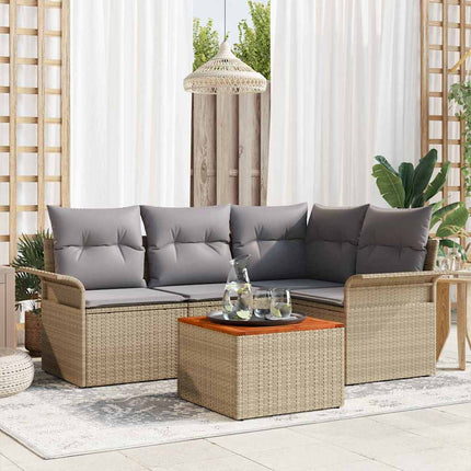 Havesofa Sæt 5 stk. Beige polyrattan