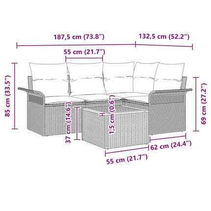 Havesofa Sæt 5 stk. Beige polyrattan