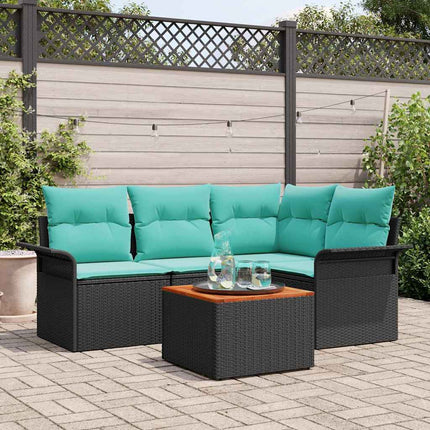 Havesofa Sæt 5 stk. Sort polyrattan