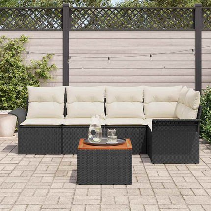 Havesofa Sæt 6 stk. Sort polyrattan