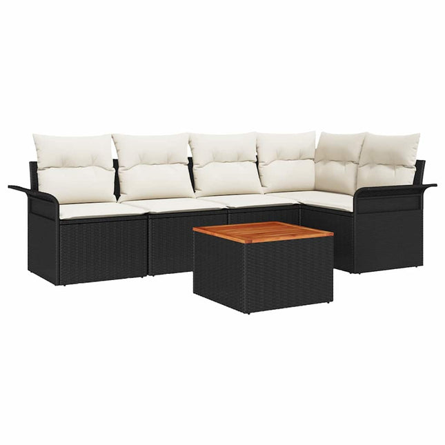 Havesofa Sæt 6 stk. Sort polyrattan