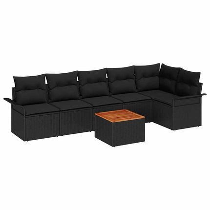 Havesofa Sæt 7 stk. Sort polyrattan