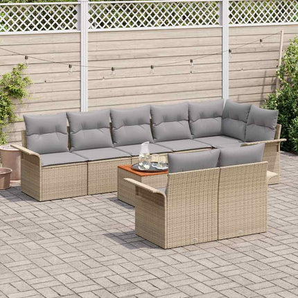 Havesofa Sæt med pude 9 pcs Beige polyrattan