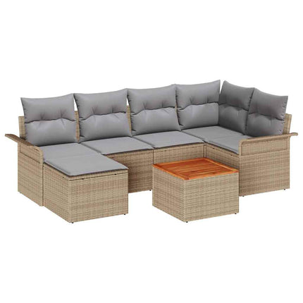 Havesofa Sæt 7 stk. Beige polyrattan