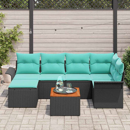 Havesofa Sæt 7 stk. Sort polyrattan