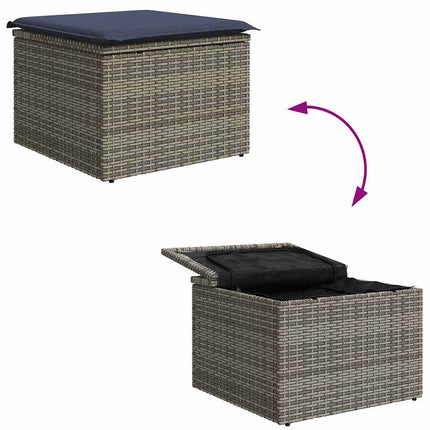 Havesofa Sæt med pude 8 pcs Grå polyrattan