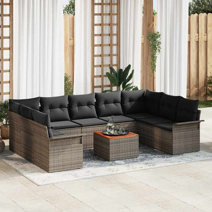 Havesofa Sæt med pude 10 pcs Grå polyrattan