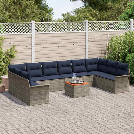 Havesofa Sæt 11 stk. Grå polyrattan