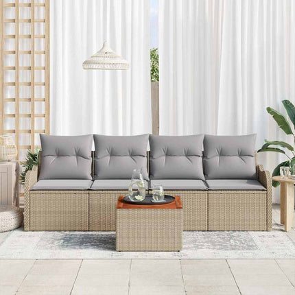 Havesofa Sæt 5 stk. Beige polyrattan