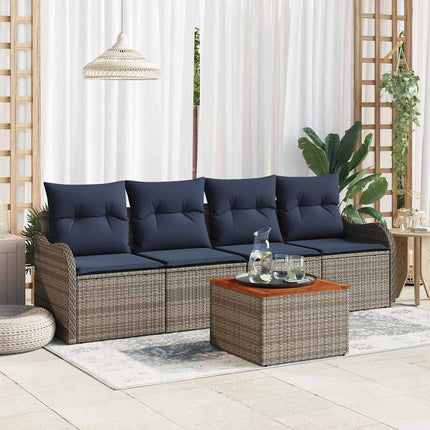 Havesofa Sæt 5 stk. Grå polyrattan