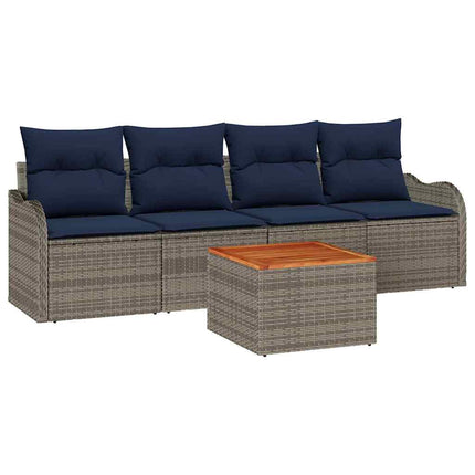 Havesofa Sæt 5 stk. Grå polyrattan