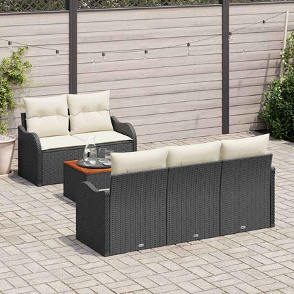 Havesofa Sæt 6 stk. Sort polyrattan