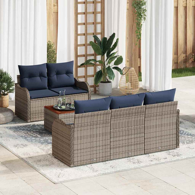 Havesofa Sæt 6 stk. Grå polyrattan