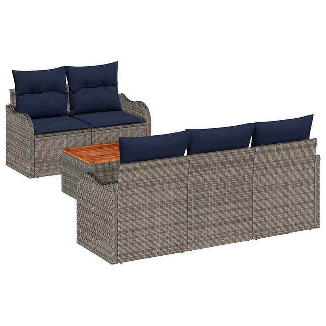 Havesofa Sæt 6 stk. Grå polyrattan