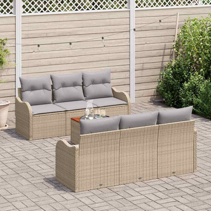 Havesofa Sæt 7 stk. Beige polyrattan