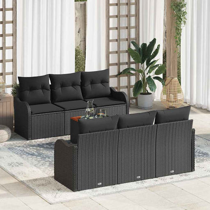 Havesofa Sæt 7 stk. Sort polyrattan
