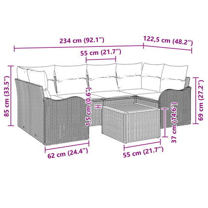 Havesofa Sæt 7 stk. Grå polyrattan