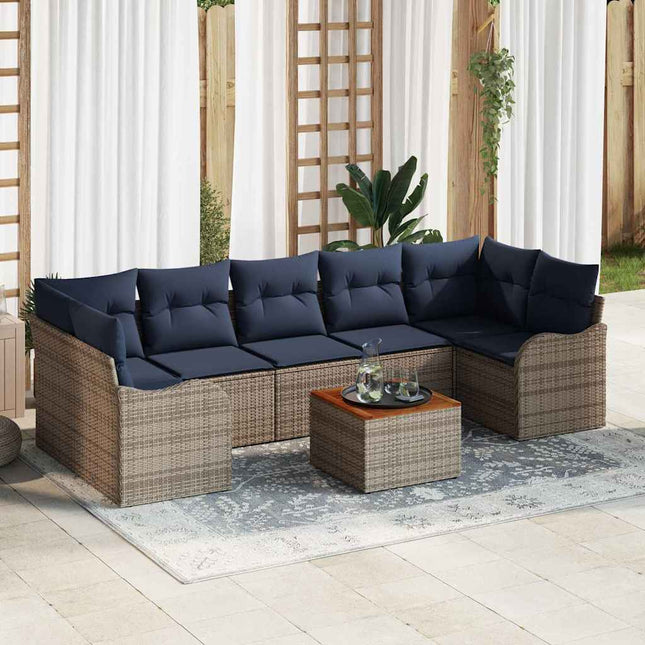 Havesofa Sæt 8 stk. Grå polyrattan