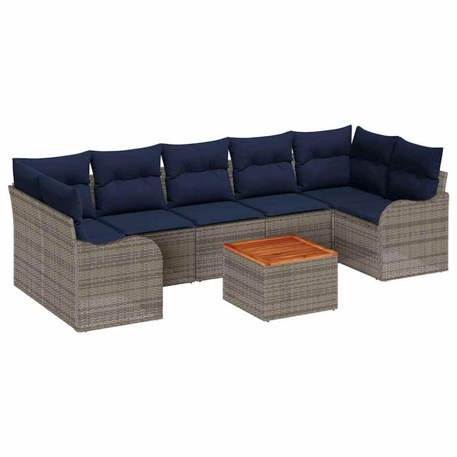 Havesofa Sæt 8 stk. Grå polyrattan