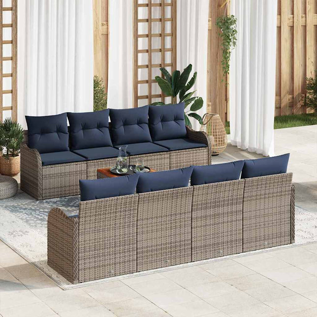Havesofa Sæt 9 stk. Grå polyrattan