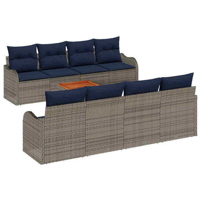 Havesofa Sæt 9 stk. Grå polyrattan