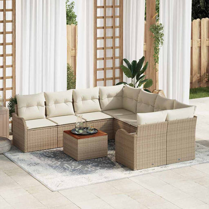 Havesofa Sæt 9 stk. Beige polyrattan