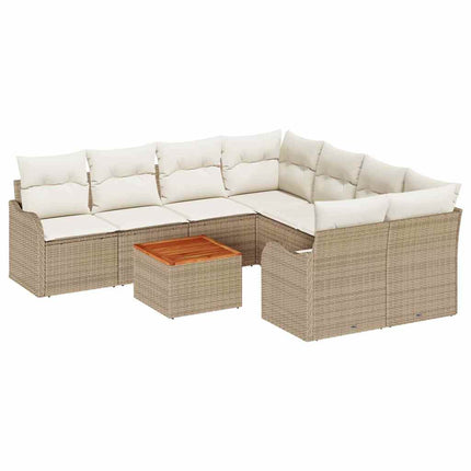 Havesofa Sæt 9 stk. Beige polyrattan