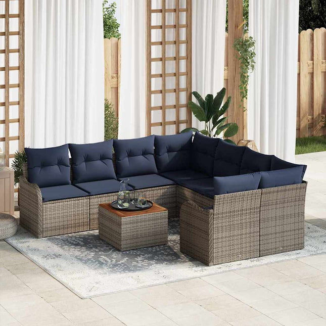 Havesofa Sæt 9 stk. Grå polyrattan