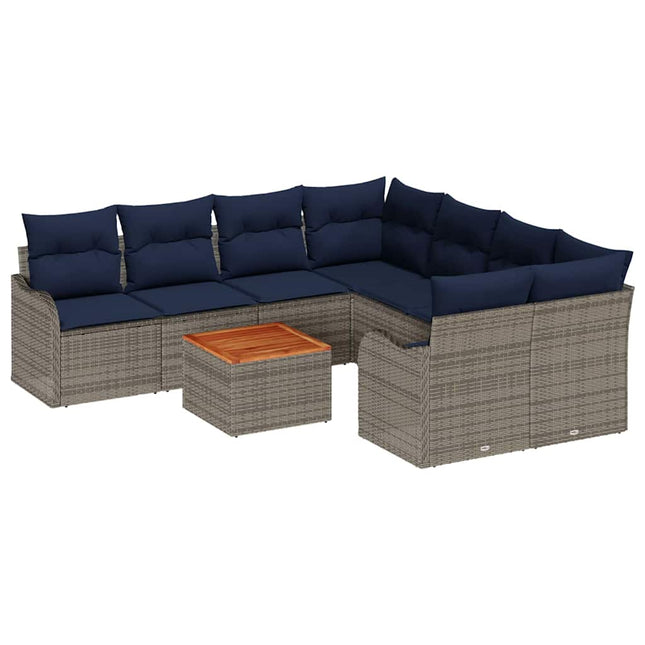Havesofa Sæt 9 stk. Grå polyrattan