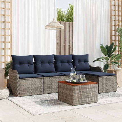 Havesofa Sæt 6 stk. Grå polyrattan