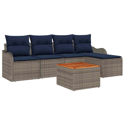 Havesofa Sæt 6 stk. Grå polyrattan