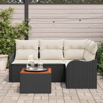 Havesofa Sæt 5 stk. Sort polyrattan