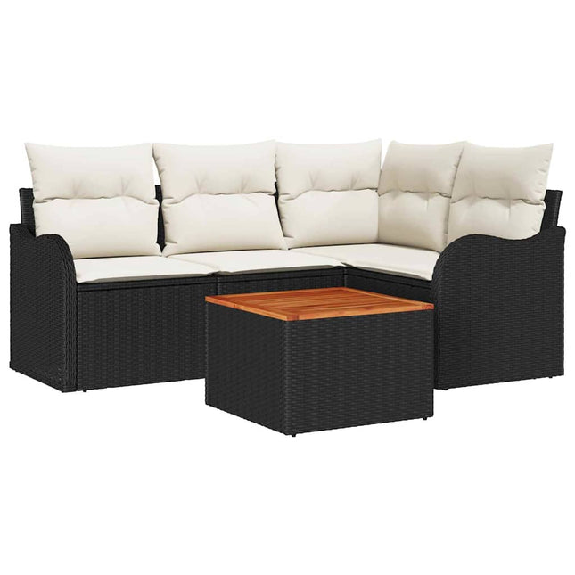 Havesofa Sæt 5 stk. Sort polyrattan