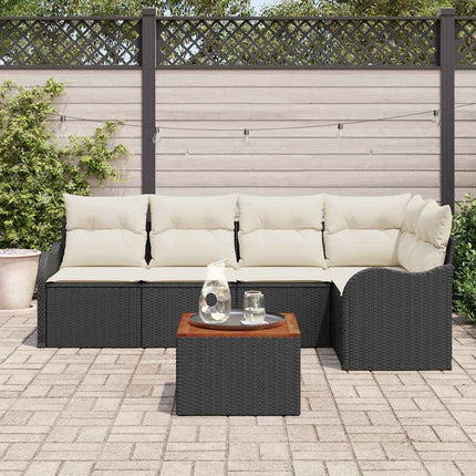 Havesofa Sæt 6 stk. Sort polyrattan
