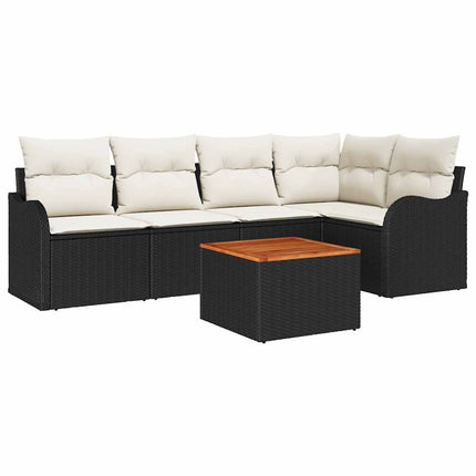 Havesofa Sæt 6 stk. Sort polyrattan
