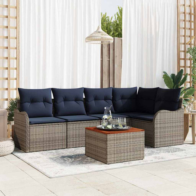 Havesofa Sæt 6 stk. Grå polyrattan