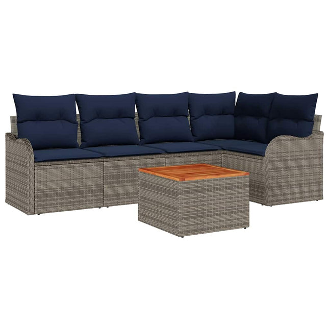 Havesofa Sæt 6 stk. Grå polyrattan