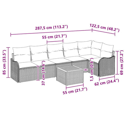 Havesofa Sæt 7 stk. Beige polyrattan