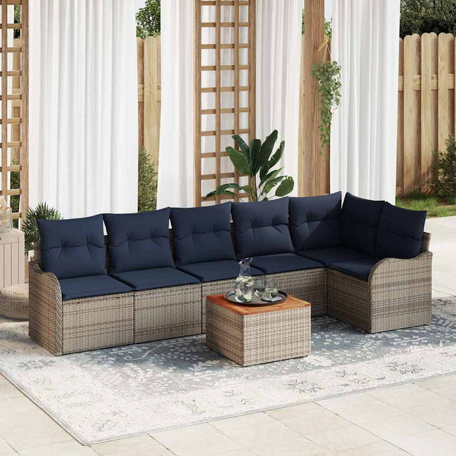 Havesofa Sæt 7 stk. Grå polyrattan