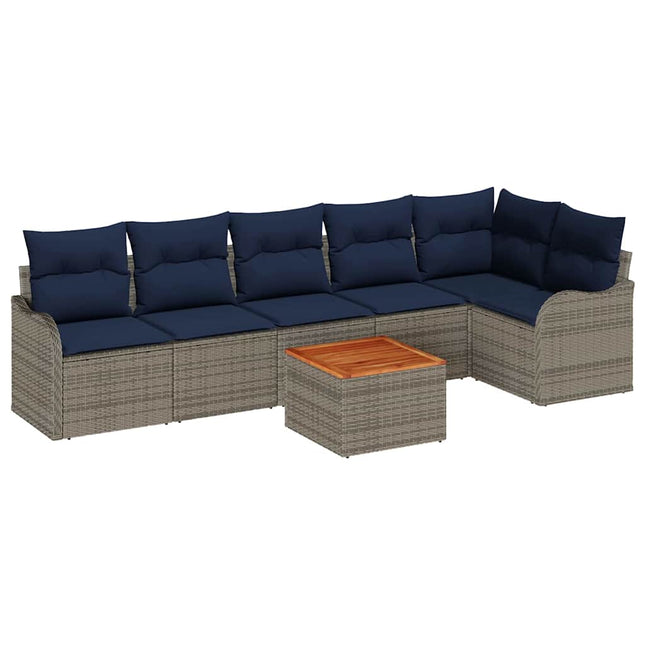Havesofa Sæt 7 stk. Grå polyrattan