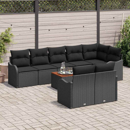 Havesofa Sæt 9 stk. Sort polyrattan