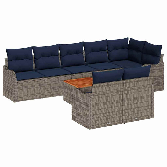Havesofa Sæt 9 stk. Grå polyrattan